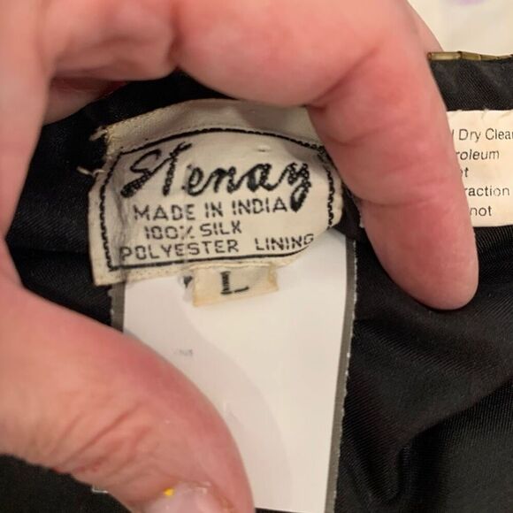 Stenay Vintage 80s Silk Sequins Dinner Jacket Black w/ Multicolor Trim Lined Lg - Picture 3 of 11